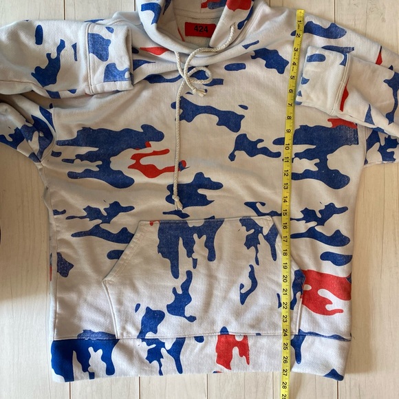 424 on Fairfax 2018 Hoodie Sweatshirt Camo White Red Blue Sz L Thick - Picture 8 of 12